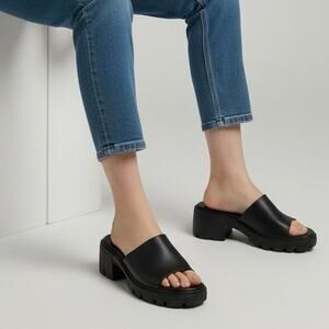 Steve Madden Beekly Leather Platform Mules 90s Vintage Aesthetic Chunky Heels 8